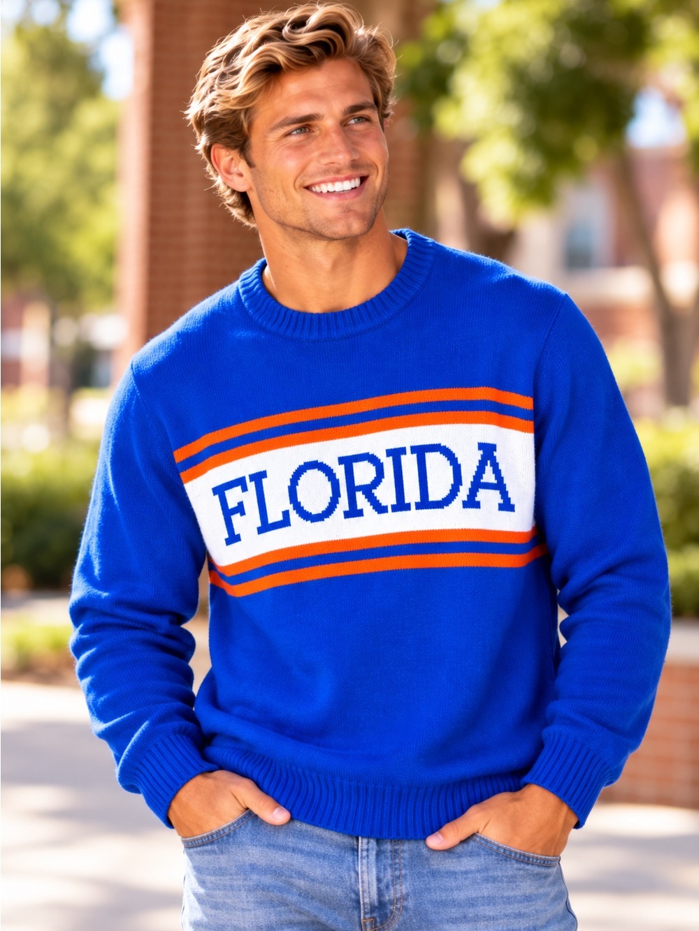 Hillflint Florida Gators Knit Sweater Men’s M Blue Orange Crewneck